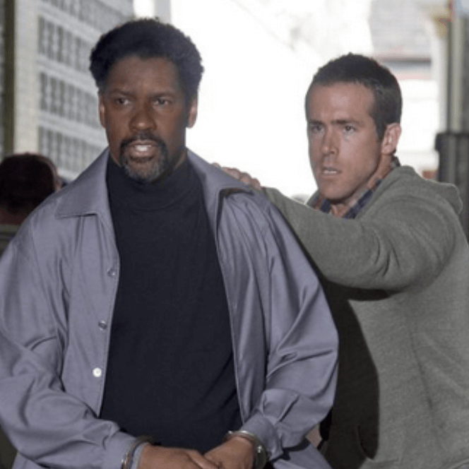 Image from Safe House movie, featuring two principal actors